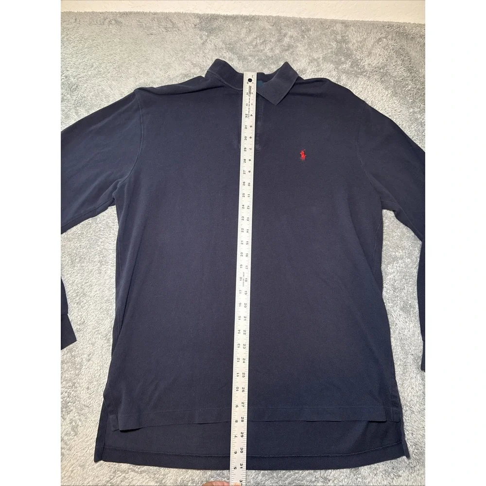 Vintage Polo Ralph Lauren Shirt Mens Large Navy 90s Polo Pony Rugby Long Sleeve